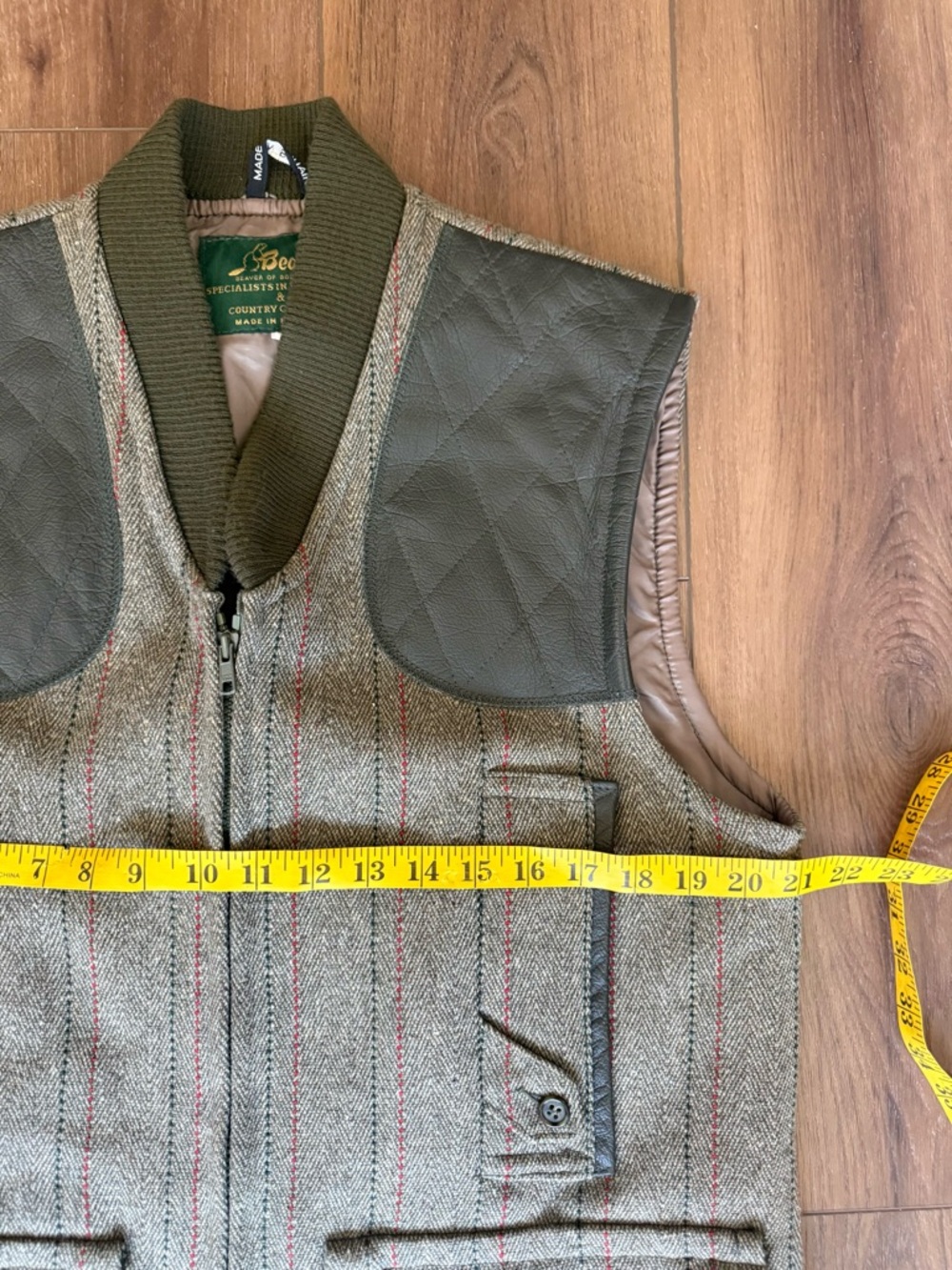 Beaver of Bolton Tweed Shooting Vest Green Hunting Waistcoat Men Sz 42 Medium - Picture 2 of 6